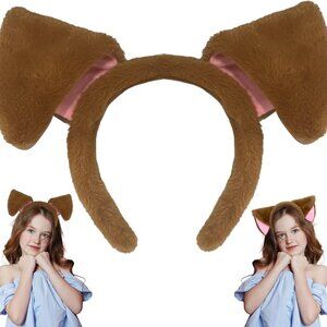 Browndog-Ears-Headband Puppy-Headband Dog Ear Costume Hairband Fluffy Halloween